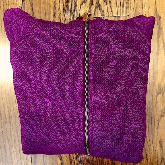 COLUMBIA Womens Raspberry Wine Knit Full Zip Fleece Lined Zip Pockets Hoodie Lrg - Picture 15 of 15